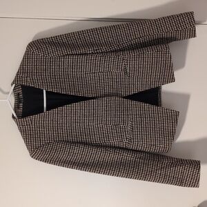 Theory Wool Open Front Houndstooth Lanai Blazer Jacket